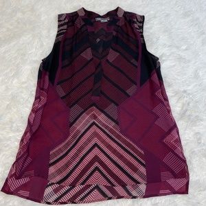 Vince purple 100% silk geometric tank top